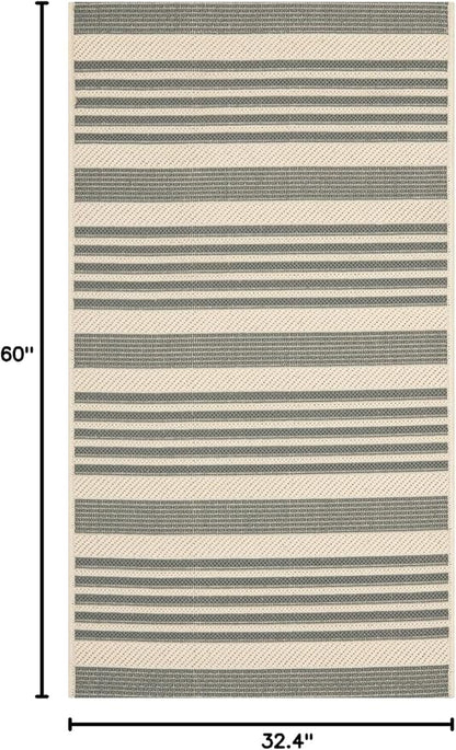 SAFAVIEH Washable Rug Outdoor Courtyard Collection - 2'7" x 5', Grey & Bone, Non-Shedding & Easy Cleaning, Ideal for Patio, Backyard, Mudroom (CY6062-236)