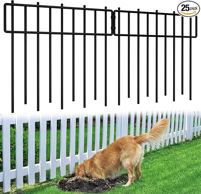 HIHADUUM 27.07ft Animal Barrier Fence - Garden Fence Animal Barrier 1.2" Gap & 3.75mm Thick Steel No Dig Fence Panels for Barrier, Dog Fence Outdoor for Yard, Garden Fencing and Garden Edging Border
