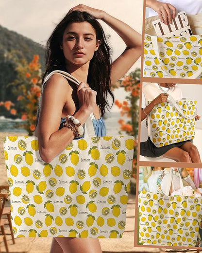 Miss Adola Large Tote Bag for Women - Canvas Tote Bag with Zipper Aesthetic Reusable Shoulder Bag for Gym, Travel, Work
