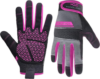HANDLANDY Women Safety Work Gloves Utility Touch Screen Working Grip Glove for Yardwork Gardening Breathable Mechanic Gloves