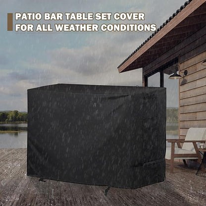 Patio Bar Table Set Cover for 55in Pub Height Bar Table & 2 Bar Stools, Outdoor Bar Height Table and Chairs Set Cover for 3 Piece High Top Patio Set