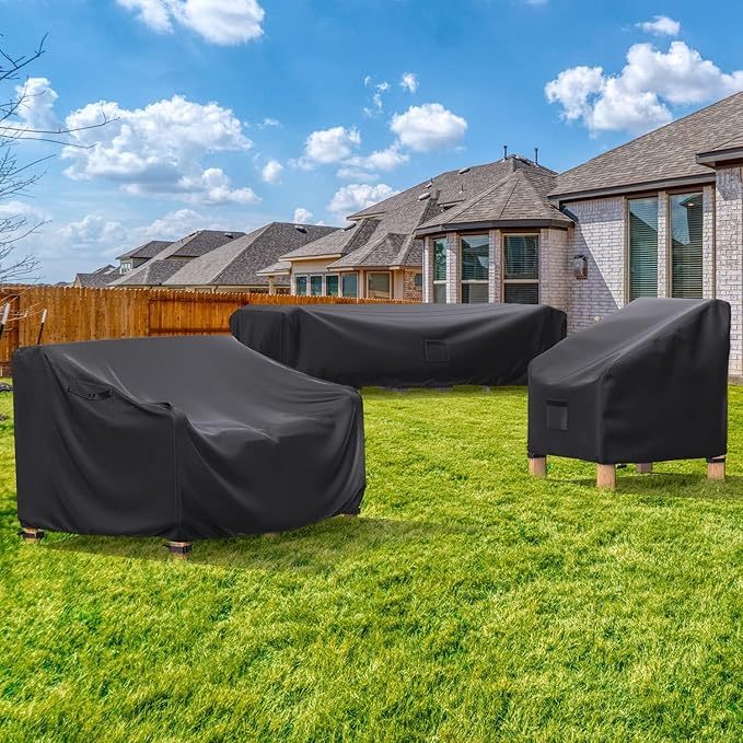 Patio Furniture Covers, Heavy Duty Outdoor Furniture Cover Waterproof, Sectional Sofa Set Cover Table and Chair Set Covers 124" L × 71" W × 29"