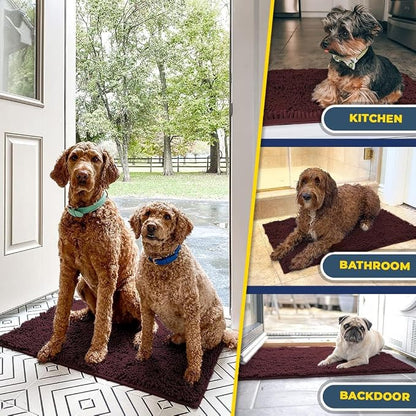 Muddy Mat® | Super Water Absorbent Door Mat Indoor, Microfiber Quick Dry Chenille Entryway Rug, Slip Resistant Front Door Mat, Indoor Mats for Entryway, Machine Washable Pet Rug, Rust 22" x 36"