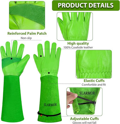 Long Gardening-Gloves Women/Men-Thorn proof Rose Pruning Heavy Duty Gauntlet, Best Garden Gifts for Gardener-XS