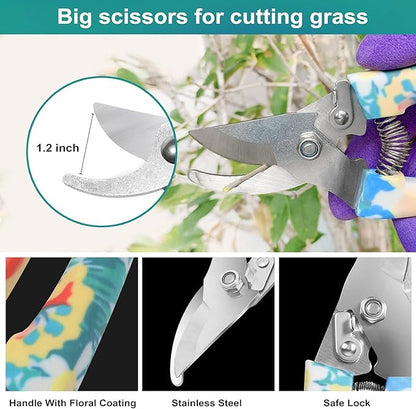 Garden Tool Set, Stainless Steel Heavy Duty Gardening Tools 30 PCS w/Floral Print, Trowel Rake Weeder Pruner Shears Sprayer Digging Claw Gloves, Ideal Gardening Set for Women