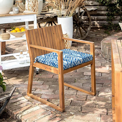 LVTXIII Outdoor Chair Cushions, Fade-Resistant Patio Furniture Cushions Outdoor Square Corner Chair Pads with Ties for Dining Chairs and Garden Furniture Decoration, 18.5"x16"x2" Set of 4, Blue Bricks