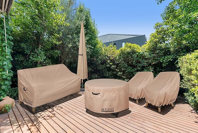 ULTCOVER Waterproof Patio Chair Cover – Outdoor Lounge Deep Seat Single Lawn Chair Cover 2 Pack Fits Up to 35W x 38D x 34H inches