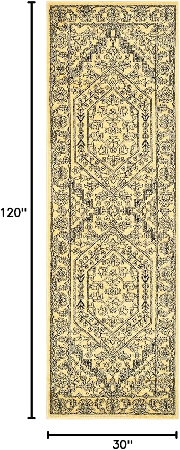 SAFAVIEH Adirondack Collection Runner Rug - 2'6" x 10', Gold & Black, Oriental Medallion Design, Non-Shedding & Easy Care, Ideal for High Traffic Areas in Living Room, Bedroom (ADR108H)