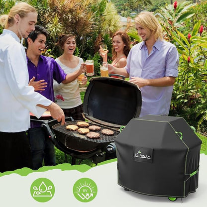 UIRWAY Gas Grill Cover 52 Inch, Waterproof, UV & Fade Resistant BBQ Grill Cover for Outdoor, Barbecue Cover with Reflective Strip and Air Vent for Weber, Dyna-glo, Char-Broil, Nexgrill, etc. Black
