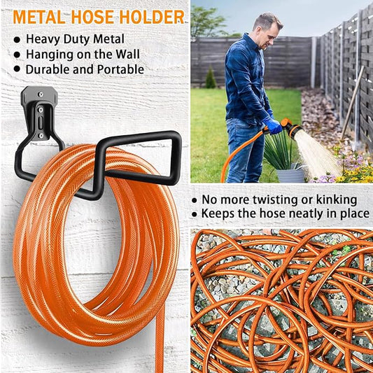 Hose Hanger, Hose Holder Wall Mount Heavy Duty Organizer for Garden Hoses Metal Hook Outdoor Rack for Water Hoses, 3 Pack
