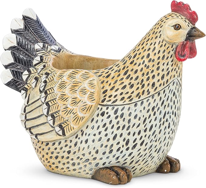 Abbott Collection Rooster Planter, Beige & Black (9 in)