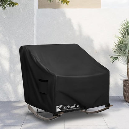 Outdoor Rocking Chair Cover, Heavy Duty Waterproof Papasan Chair Cover with Split Zipper, Easy to use, Black
