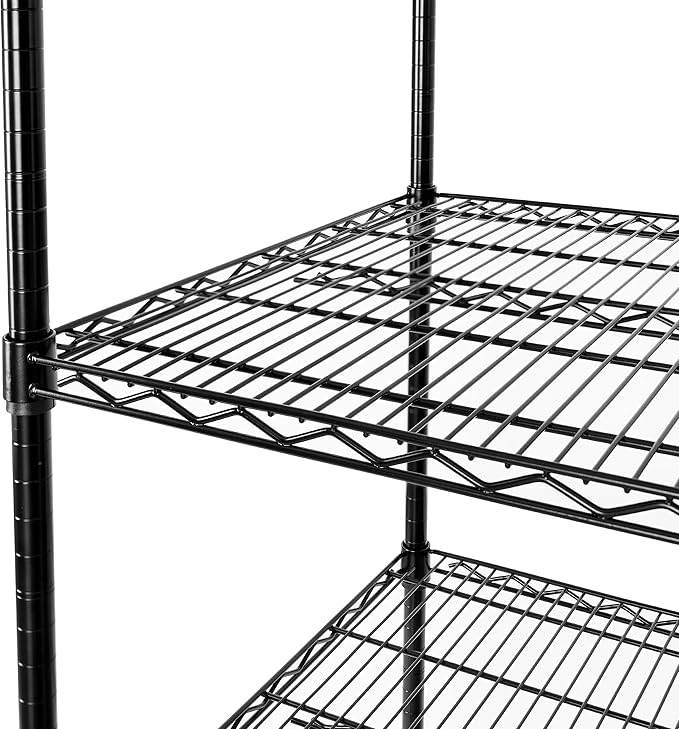 Seville Classics UltraDurable Heavy Duty NSF Solid Steel Wire Rack Storage Unit, Organizer for Garage, Warehouse, Office, Restaurant, Classroom, Kitchen, Black, 5-Tier Shelving, 60" W x 18" D