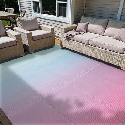 Anidaroel Ombre Camping Rug for Outside RV, 8x10ft Waterproof Outdoor Rug for Patio Clearance, Plastic Straw Outside Area Rug for Deck, Camper, Backyard, Picnic, Beach(Pink& Blue,8'x10')