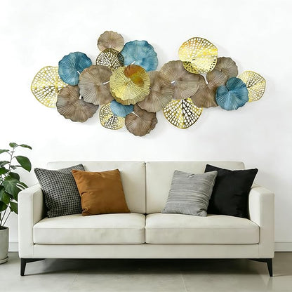 Roivikis Large Metal Wall Art Decor, 3D Abstract Lotus Leaves Wall Handcrafted Modern Decoration for Indoor Outdoor for Living Room, Bedroom, Entryway 52" x 24"