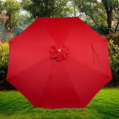 9FT Table Patio Outdoor Umbrella Market Round Umbrella with Pulley Lift Windproof & Waterproof, 8 Ribs with Polyester Cover for Garden, Deck, Pool, lawn, Backyard