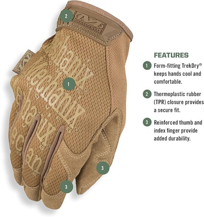 Mechanix Wear Original Tactical Glove - High Performance Anti-Slip Grip Safety Gloves - Impact Resistant & Touchscreen Capable - Small - Coyote Brown