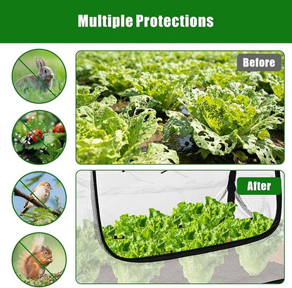 Dual-Layer Garden Plant Cover for Raised Beds, Freeze Protection & Breathable Mesh, Pop Up Garden Rows Plants Cover Accelerators, Greenhouse Cover for Seedlings, Vegetables & Fruits, 45" x 22" x 16"