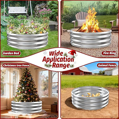 12 Inch Tall Heavy-Duty Round Steel Rised Garden Bed – Wave-Shaped Design Galvanized Metal Planter Box for Vegetables Flowers Succulent at Patio/Garden Outdoor (Silver, 36" Diameter)
