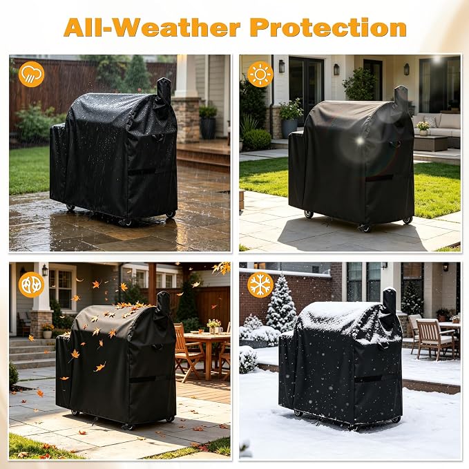 Waterproof Grill Cover for Recteq Flagship 1100/1600, RT-1250, RT-700 and RT-680 Wood Pellet Grills, Heavy Duty Premium Fade Resistant Outdoor (56" W x 30" D x 48" H)
