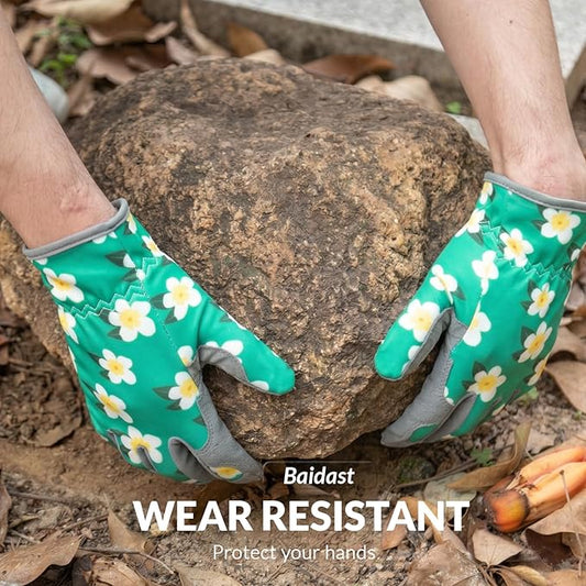 Baidast Gardening Gloves for Women, Breathable Leather Garden Gloves with Grip, Thorn Proof Work Gloves