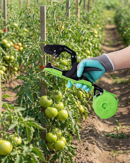 WORKPRO Plant Tying Machine with 6" Scissors, Lightweight Tape Gun for Tying Vines and Support Plant, Includes Gloves, 20 Rolls of Tape, 10000 Staples, Ideal for Tomatoes, Grapes, Cucumber, Vegetables
