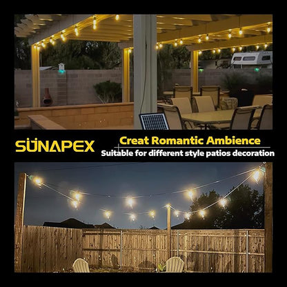SUNAPEX Solar String Lights Outdoor Waterproof,96FT Solar Patio Lights with Shatterproof Edison Bulbs,Outdoor String Lights Solar Powered for Patio,Camping,Backyard