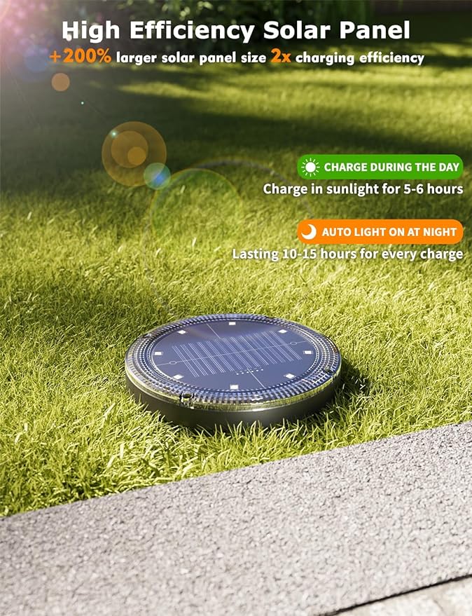 Color Changing Solar Ground Lights with 33ft Long Distance Remote Control - Flat Solar Lights Outdoor Waterproof - Pathway Lights Solar Powered for Yard Decorative Outside Lawn Walkway [6 Pack]
