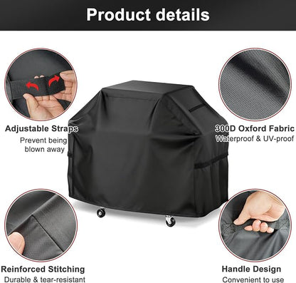 LBTING Grill Cover, 60-inch Heavy Duty 300D Oxford Waterproof Windproof UV Resistant BBQ Gas Grill Cover for Outdoor Barbecue Fit Most Brands Weber, Brinkmann, Char Broil, Holland