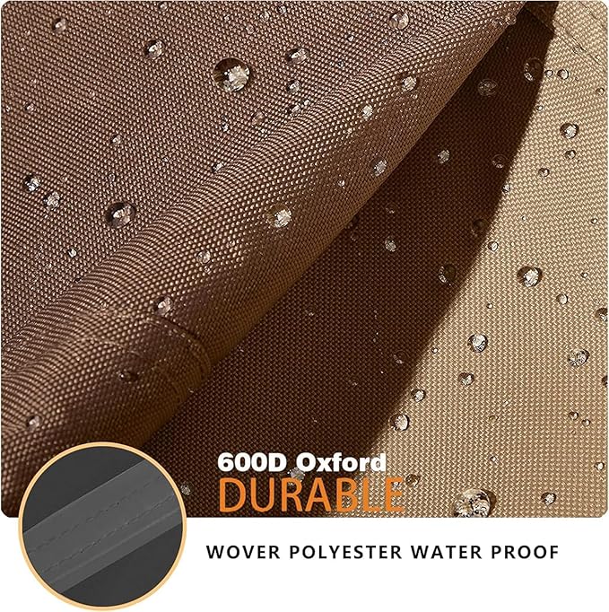 Outdoor Sofa Cover, Waterproof Patio Furniture Cover 58.3W x 32.7D x 31H inches Heavy Duty 600D Oxford Fabric Beige and Brown