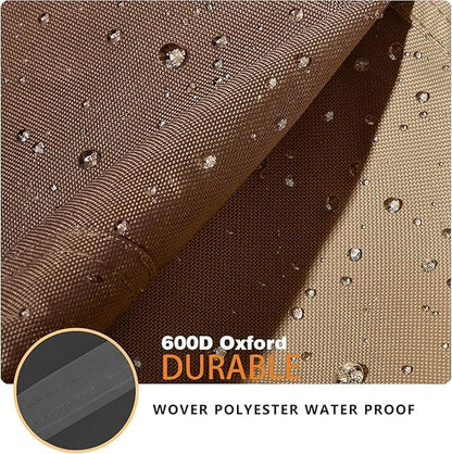 Outdoor Sofa Cover, Waterproof Patio Furniture Cover 58.3W x 32.7D x 31H inches Heavy Duty 600D Oxford Fabric Beige and Brown