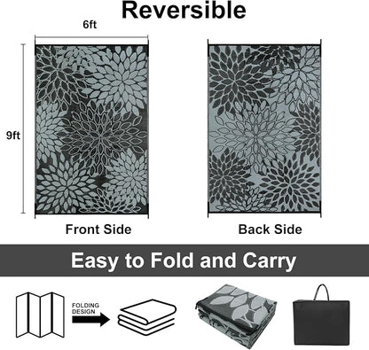 Anidaroel Outdoor Rugs 6x9ft for Patios Clearance Waterproof, Reversible Tropical Plastic Straw Camping Mat Outside Rug, Large Outdoor Area Rug for RV, Porch, Deck, Balcony, Picnic(6'x9')