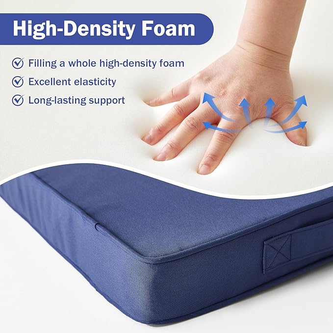 IPYNBAP Outdoor Cushions, Outdoor Chair Cushions 24x24x4 Inch, Cushions for Outdoor Furniture with Removable Cover, Waterproof & Fade Resistant Outdoor Seat Cushions for Patio, Lawn, Navy Blue
