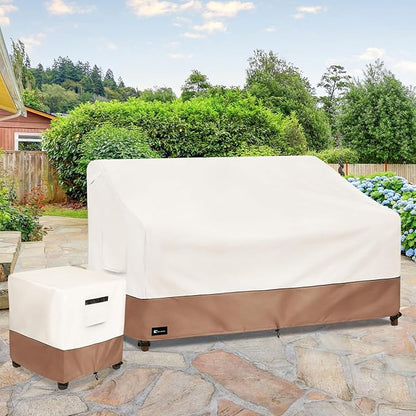 Outdoor Couch Cover for Patio Furniture - Heavy Duty Waterpoof All-Weather 3-Seater Patio Sofa Cover, 76"x32"x33" (Beige)