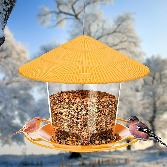 Bird Feeder Outdoor Hanging for Wild Bird Seed, Yellow