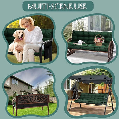 Replacement Cushions for Swing, Swing Cushions 3 Seater Replacement, Waterproof Thicken Washable Pad Cushion for Outdoor Indoor Furniture Swing Patio (Dark Green, 40x63 inch)