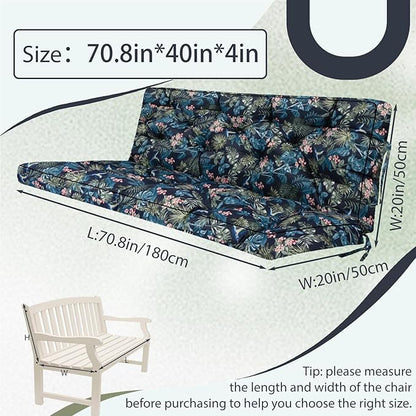 2/3 Seater Swing Replacement Cushion, Waterproof Porch Swing Cushions with Backrest, Thickened Bench Cushions for Outdoor Furniture, for Outdoor Patio Swing (Hummingbird, 70.8 * 40in)