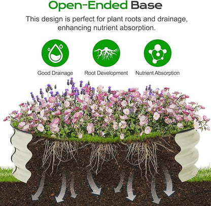 Aoodor 2 Pack 9" Tall 30" Metal Raised Garden Bed, Outdoor Planter Box and Raised Garden Kit for Vegetables, Flowers, Arugula and Herbs, Beige