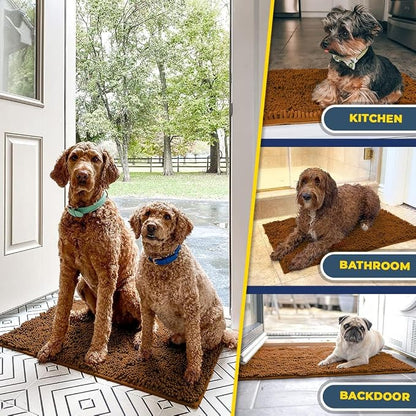 Muddy Mat® | Super Water Absorbent Door Mat Indoor, Microfiber Quick Dry Chenille Entryway Rug, Slip Resistant Front Door Mat, Indoor Mats for Entryway, Machine Washable Pet Rug, Amber 30" x 48"