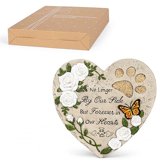 GIGALUMI Garden 10" Stepping Stones Outdoor, Dog Memorial Garden Stones, Hand Print Garden Decorations Walkway, Round Sympathy Gifts for Loss of Loved One, Gifts for Pet Lovers