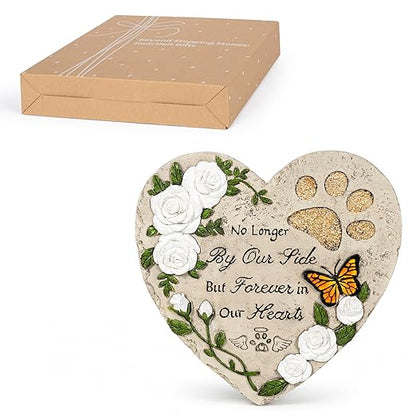 GIGALUMI Garden 10" Stepping Stones Outdoor, Dog Memorial Garden Stones, Hand Print Garden Decorations Walkway, Round Sympathy Gifts for Loss of Loved One, Gifts for Pet Lovers