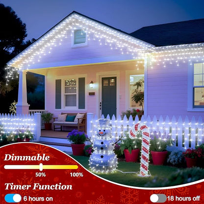 670 LED Christmas Lights Outdoor, 66ft Cool White String Lights Indoor with 148 Drops 12 Modes, Dimmable Curtain Window Lights, Waterproof Twinkle Fairy Lights with Timer for Christmas Decorations
