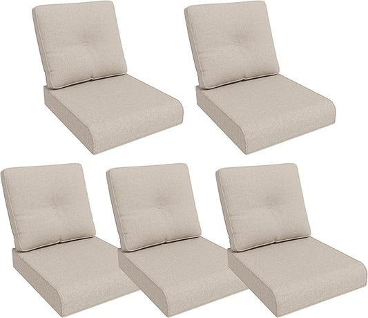 Outdoor Chair Cushions Set for Patio Furniture, 22x25/22x24 Inch, Waterproof & Fade Resistant Patio Chair Cushions, Thick Patio Furniture Cushion for Chair, Sofa, and Couch (Beige, 5 Set)