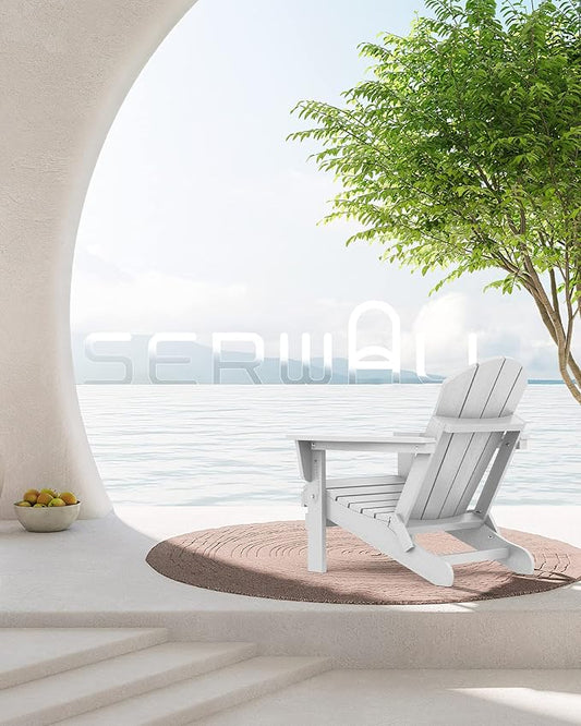 SERWALL Folding Adirondack Chair for Patio Garden Outdoors Fire Pit- Spanish Gray