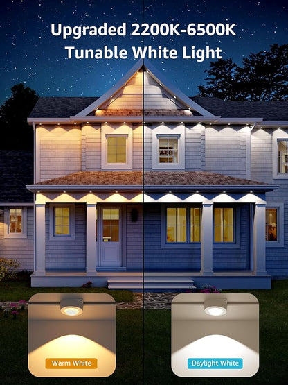 Lepro E1 AI Permanet Outdoor Lights, 100ft 60 LED RGB+IC+Warm/Cool White Smart Outside Light for House Christmas Decor, Alexa Google Enabled, 2.4 GHz WiFi/Bluetooth, APP Control NO Remote Controller