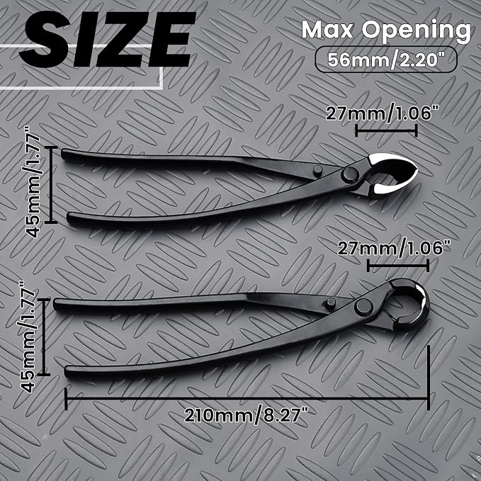 Bonsai Tool Set - 8" Concave Cutters and 8" Spherical Knob Cutters Carbon Steel Gardening Bonsai Pruning & Care Kit with Storage Bag Heavy Duty Bonsai Tree Kit Tools for Beginners