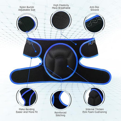 Knee Pads, Thick Sponge Anti-slip, Collision Avoidance Knee Pads, for Running, Mountaineering, House Working,Gardening Maintain (Blue, X-Large)