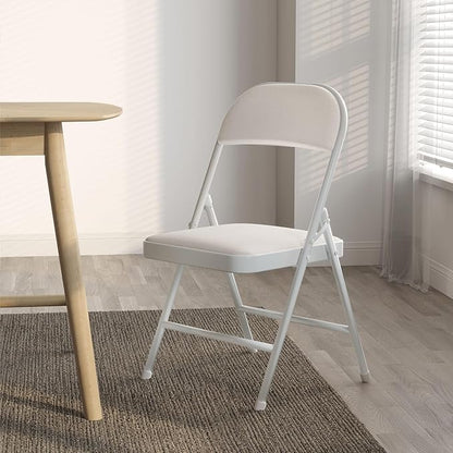 Nazhura 4 Pack Folding Chairs with Padded Vinyl Cushion Chairs with Comfortable Cushion and Durable Steel Frame for Home and Office, for Indoor and Outdoor Events (White, Vinyl)
