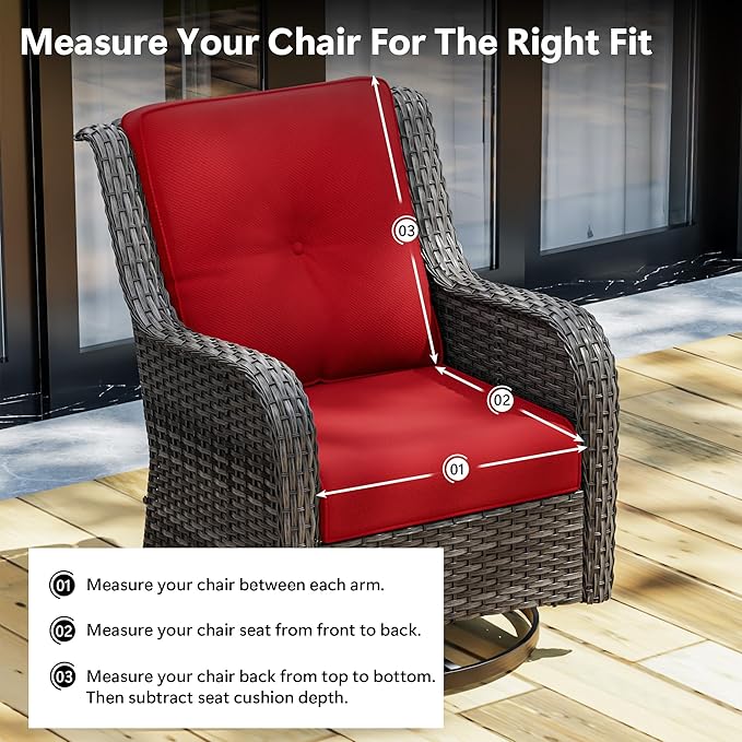 Outdoor Chair Cushions Set for Patio Furniture, 22x25/22x24 Inch, Waterproof & Fade Resistant Patio Chair Cushions, Thick Patio Furniture Cushion for Chair, Sofa, and Couch (Red, 5 Set)