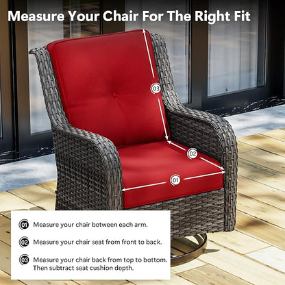 Outdoor Chair Cushions Set for Patio Furniture, 22x25/22x24 Inch, Waterproof & Fade Resistant Patio Chair Cushions, Thick Patio Furniture Cushion for Chair, Sofa, and Couch (Red, 5 Set)
